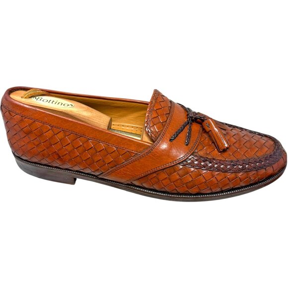 Massimo Emporio Brown Woven Leather Tassel‎ Accent Dress Loafers